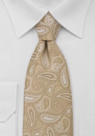 Golden Tan Paisley Necktie