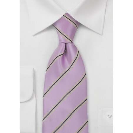 Lavender-Pink Striped Mens Tie
