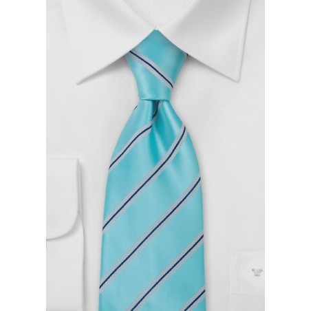 Aqua Blue Striped Mens Tie