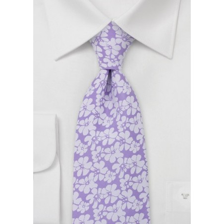 Lavender Tie with Hibiscus Flowers