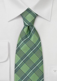 Green Plaid Pattern Silk Tie