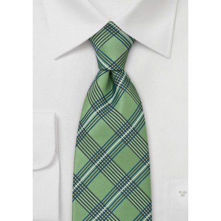 Green Plaid Pattern Silk Tie