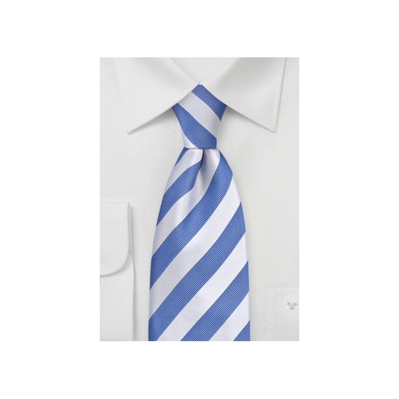 Light Blue and White Striped Kids Tie