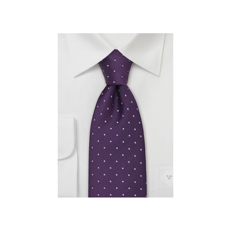 Extra Long Purple Polka Dot Tie