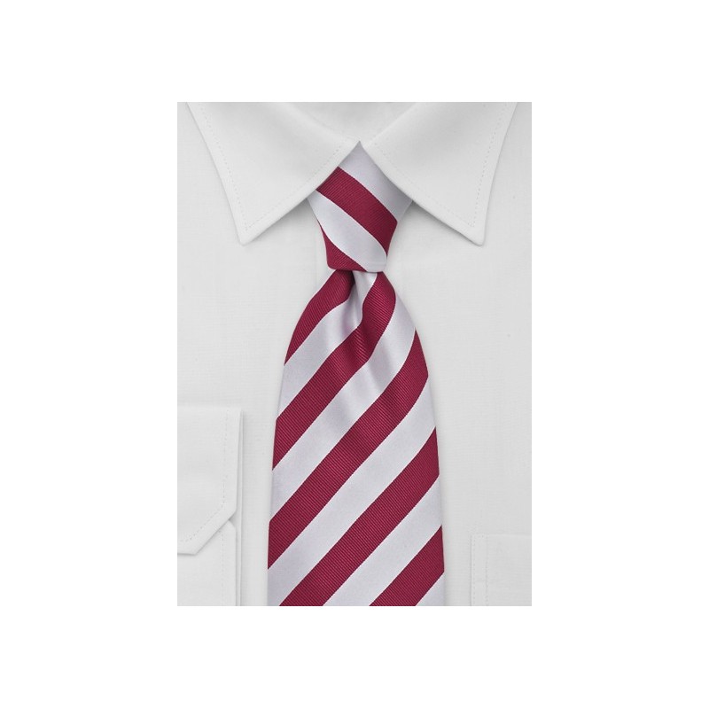Cherry Red and White Striped Tie