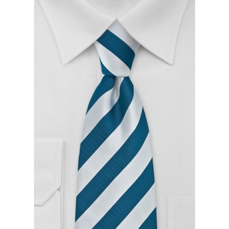Teal and Silver Striped Necktie