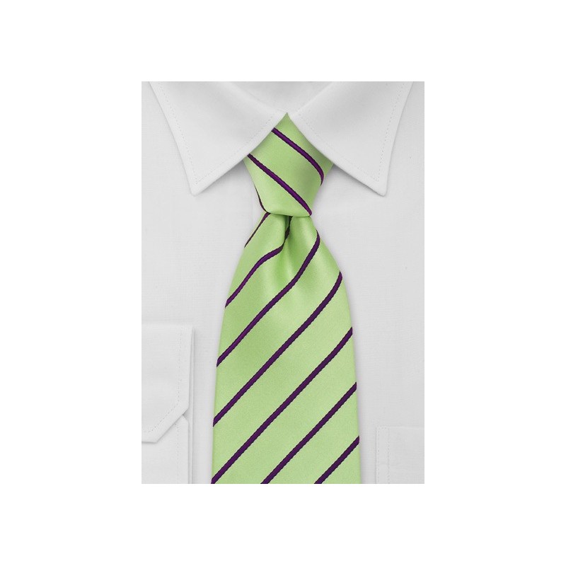 Striped Tie in Mint Green Purple