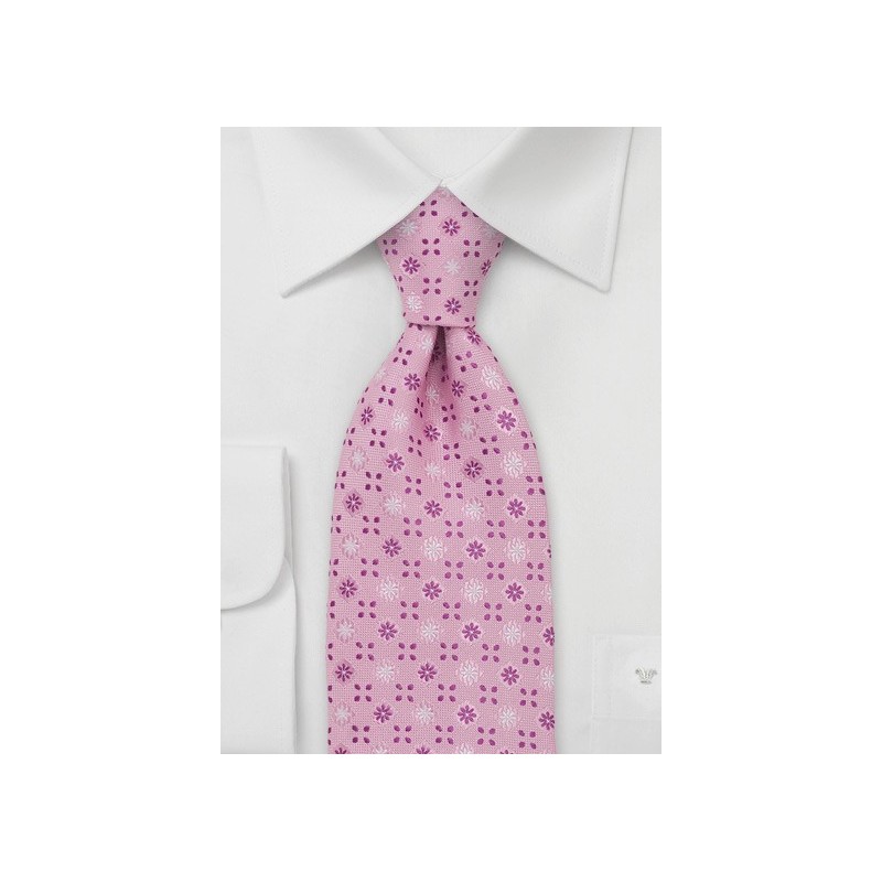 Pink Floral Mens Tie
