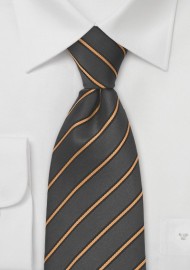 Taupe Gray and Orange Silk Tie