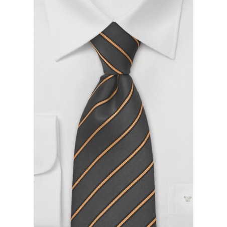 Taupe Gray and Orange Silk Tie