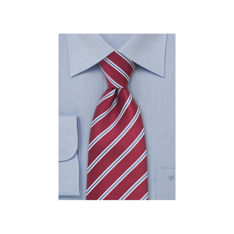 Silk Tie in Cherry-Red and Baby-Blue