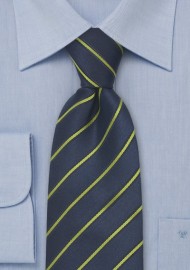 Midnight Blue Striped Silk Tie