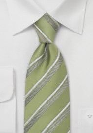 Tea-Green Striped Tie in XL