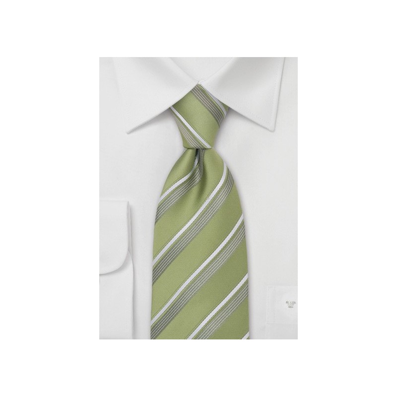 Tea-Green Striped Tie in XL