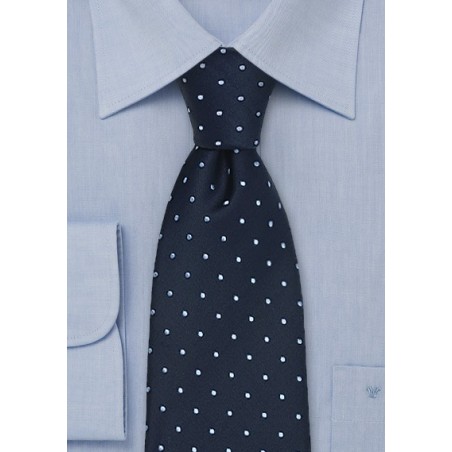 Navy Blue Polka Dot Tie in XL