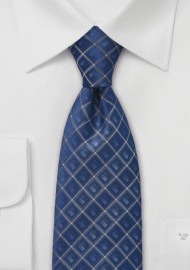 Royal Blue and Silver Silk Tie