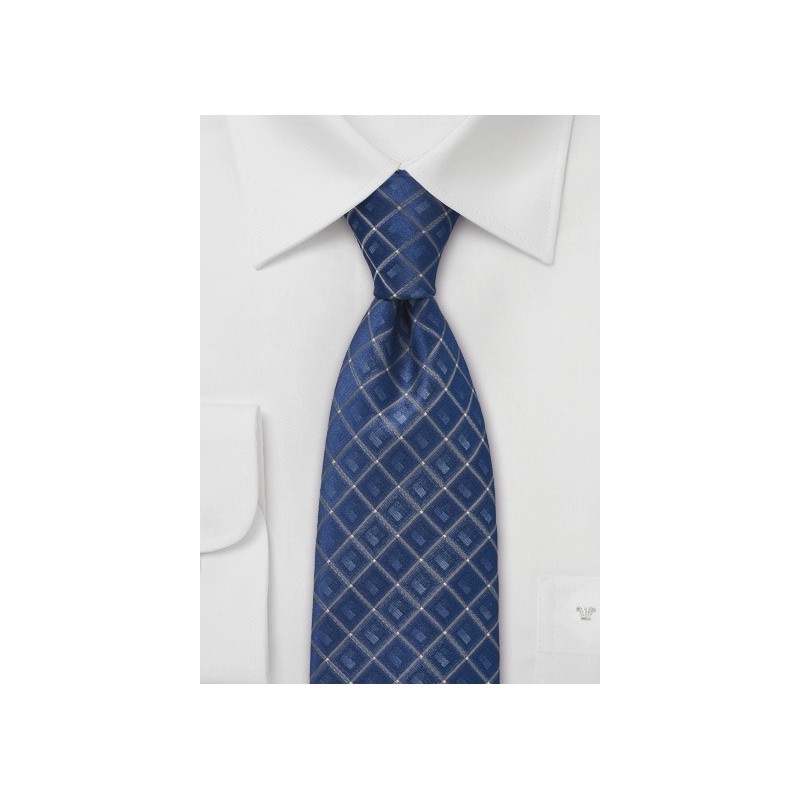 Royal Blue and Silver Silk Tie - Ties-Necktie.com