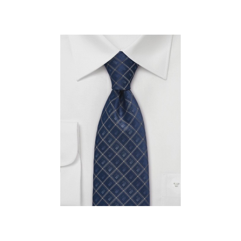 Navy and Gray Silk Tie