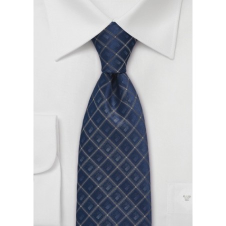 Navy and Gray Silk Tie