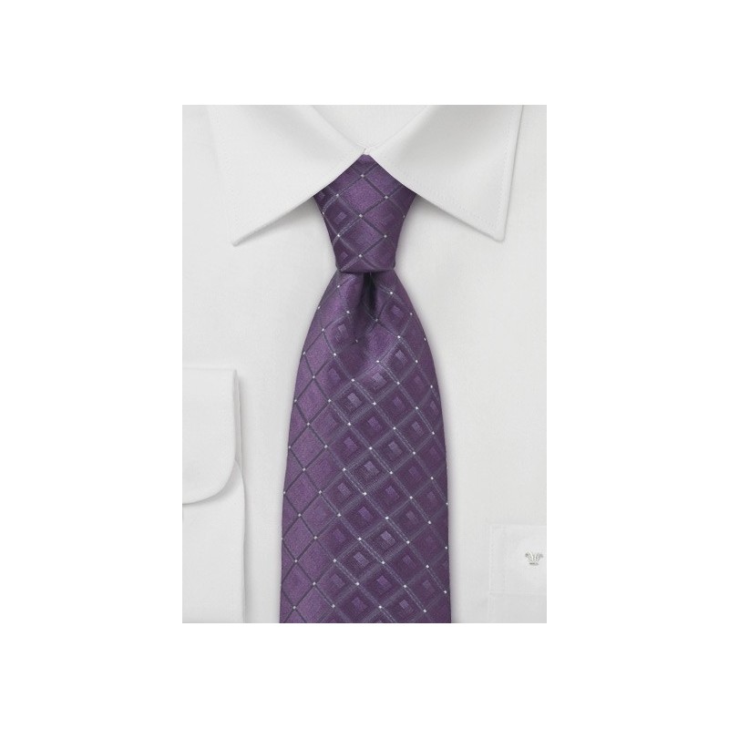 Lavender Checkered Silk Tie