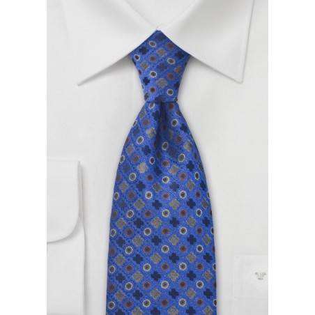 Bright Blue Foulard Silk Tie
