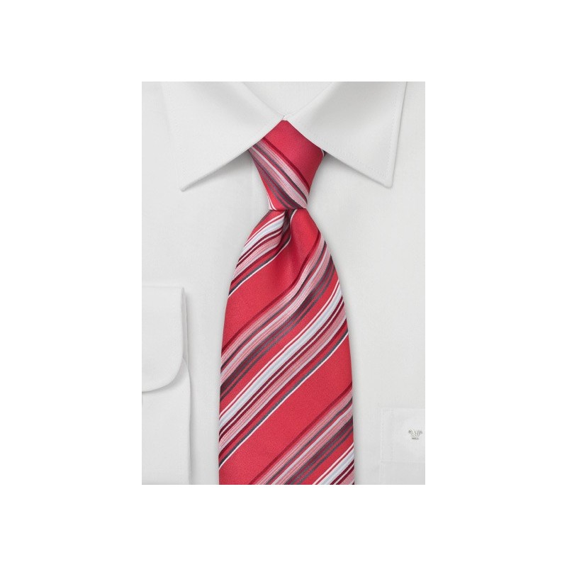 Coral Red Striped Necktie