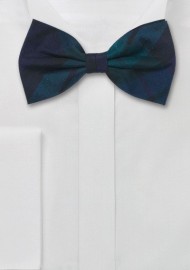 Check Pattern Bow Tie Navy Green