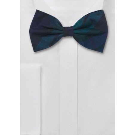 Check Pattern Bow Tie Navy Green