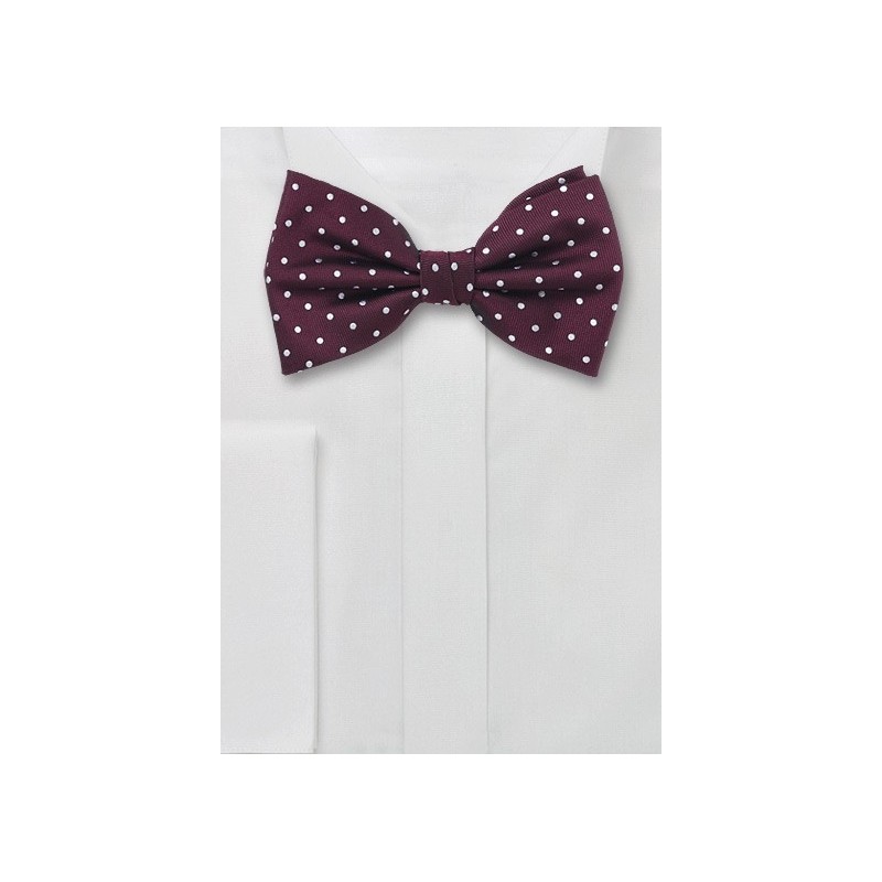 Wine Red Polka Dotted Bow Tie