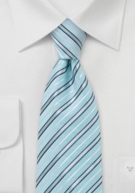 Aqua Blue and Silver Tie