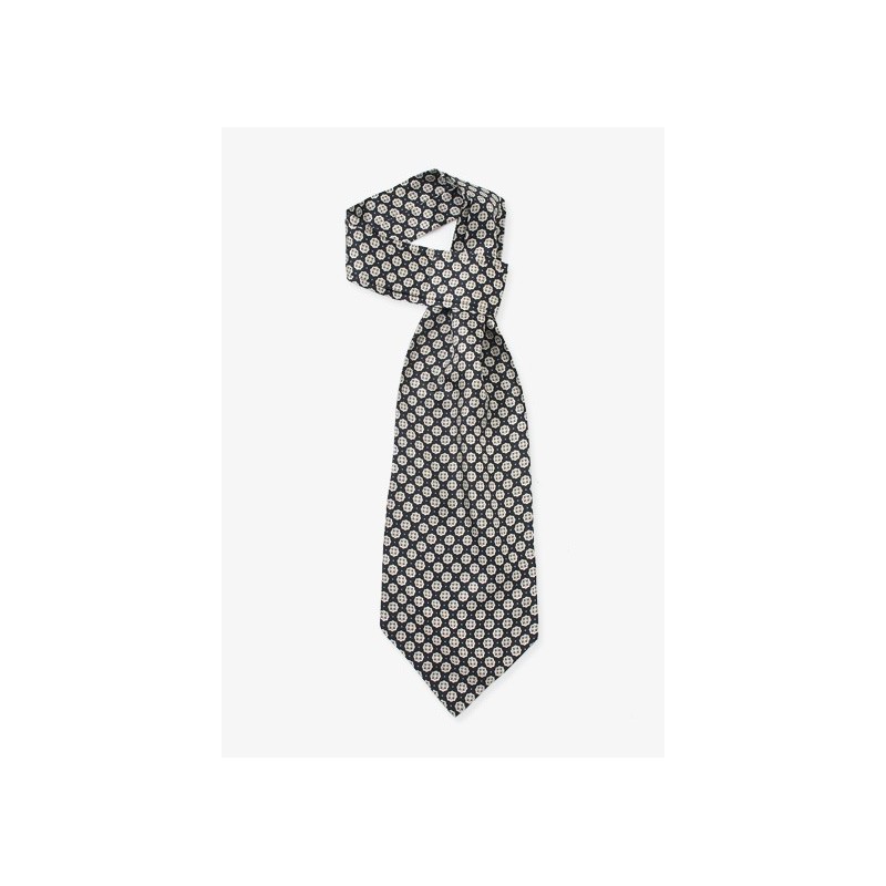 Black Patterned Ascot Tie