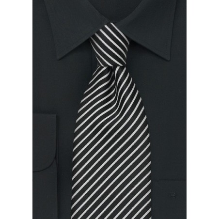 Black and White Striped Tie in XL