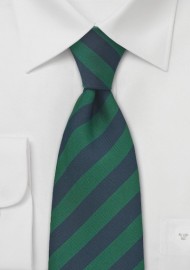 Navy and Dark Green Silk Tie