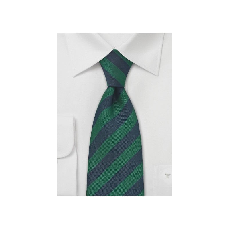 Navy and Dark Green Silk Tie