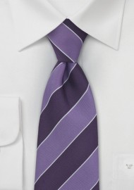 Purple British Striped Silk Tie