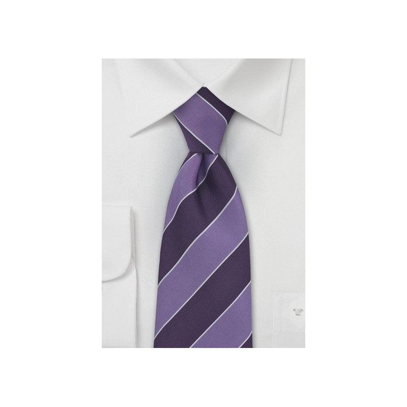 Purple British Striped Silk Tie