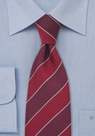 Classic Striped Tie in Cherry and Burgundy