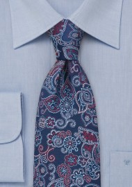 Floral Tie by Tino Cosma in Navy Red