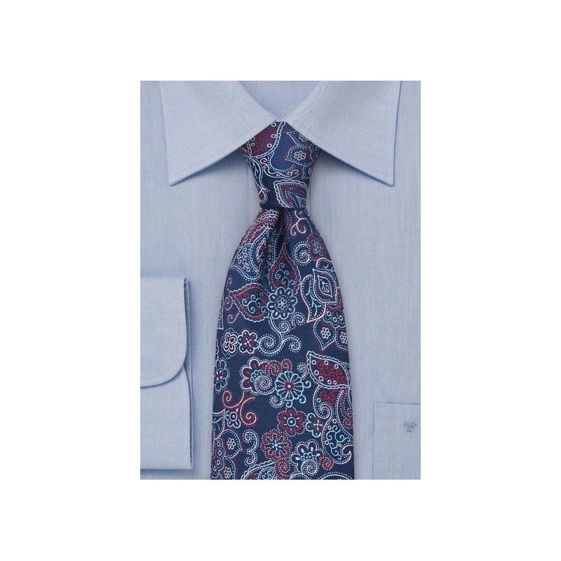 Floral Tie by Tino Cosma in Navy Red