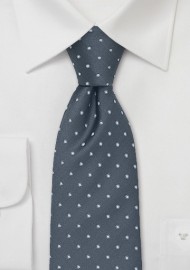 XL Silver-Gray Polka Dot Tie