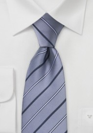 Silver Striped Silk Tie