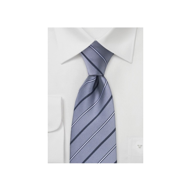Silver Striped Silk Tie