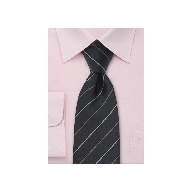 Black and Gray Striped Silk Tie