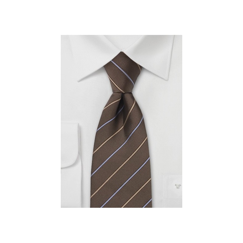 Brown Striped Silk Necktie