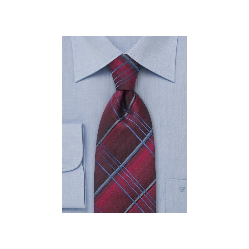 Dark Red Checkered Necktie