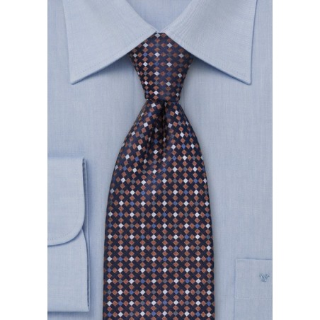 Copper and Navy Checkered Tie