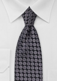 Black Tie with Charcoal Circles