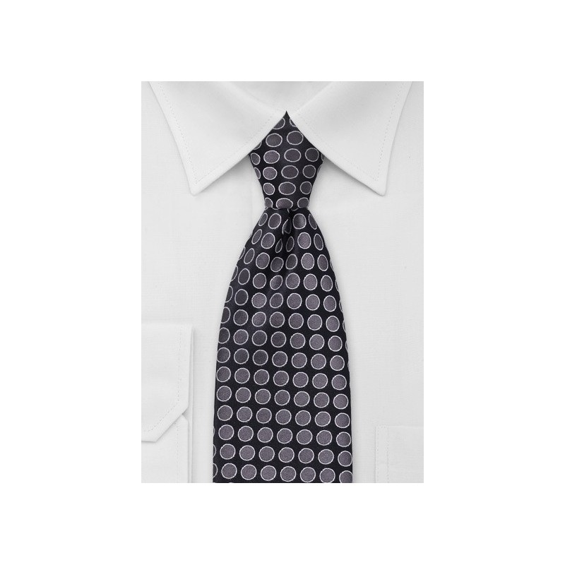 Black Tie with Charcoal Circles - Ties-Necktie.com