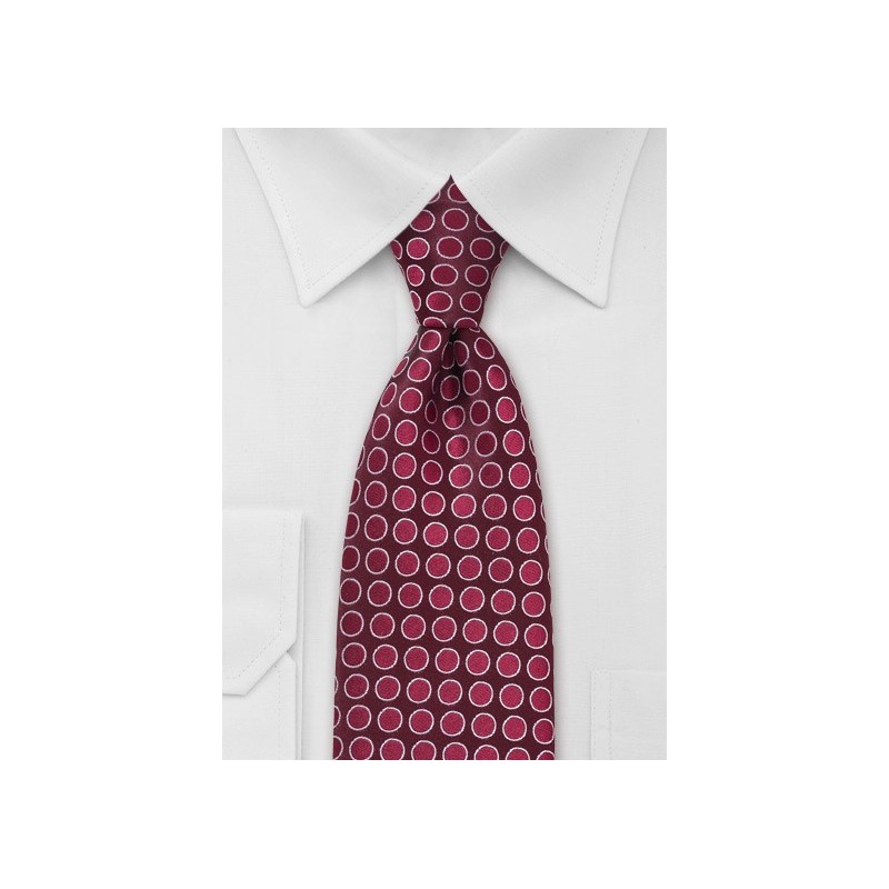 Red Silk Tie with Red Circles