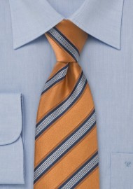 Amber-Gold and Navy Striped Tie